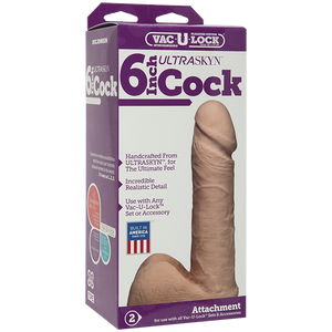 Doc Johnson Vac-U-Lock Ultraskyn Realistic Cock with Ball 6 inch White