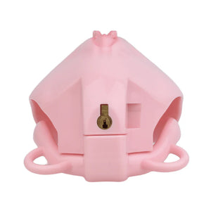 Realistic Nude Vagina Male Chastity Cage with 4 Rings, Pink Jewelled Silver Metal Plug and Belt For Him - Chastity Devices Buy Sex Toys in Singapore LoveisLove U4Ria