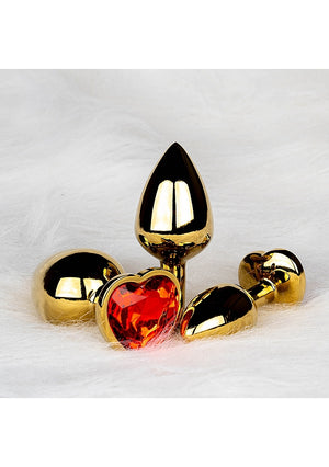 Shots Ouch! Metal Butt Plug Gold/Ruby Red Heart Gem Small Medium Large  Buy in Singapore LoveisLove U4Ria 