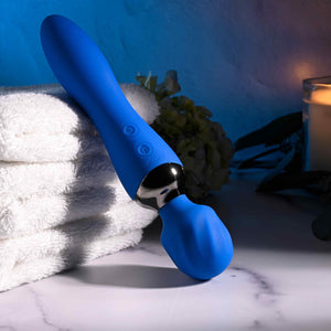 Selopa Blue Belle Silicone Dual-Ended Wand Vibrator Blue