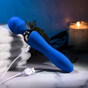 Selopa Blue Belle Silicone Dual-Ended Wand Vibrator Blue