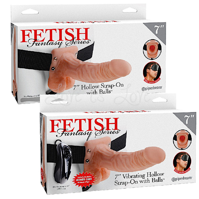 Fetish Fantasy Series 7 Inch Hollow Strap-On With Balls - With or Without Vibration