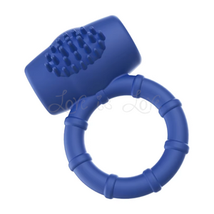 Vibrating Silicone Cock Ring with Clit Stimulator Blue