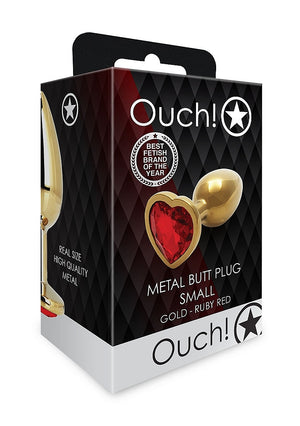 Shots Ouch! Metal Butt Plug Gold/Ruby Red Heart Gem Small Medium Large  Buy in Singapore LoveisLove U4Ria 