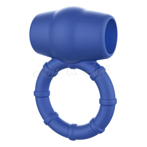 Vibrating Silicone Cock Ring with Clit Stimulator Blue
