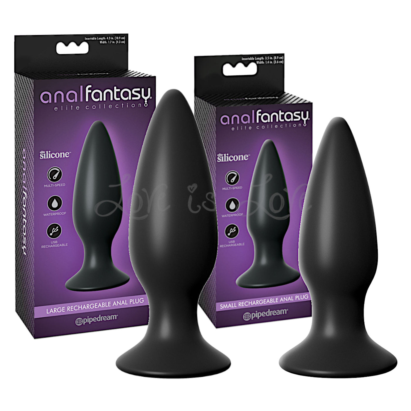 Anal Fantasy Elite Collection Rechargeable Anal Plug Small or Large Love is Love Anal Fantasy Elite Collection Rechargeable Anal Plug Small or Large Love is Love