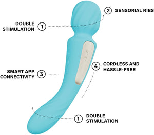 Lelo Switch App-Controlled Double-Sided Wand Vibrator lilac soft pink aqua Lelo Switch App-Controlled Double-Sided Wand Vibrator Award-Winning & Famous - Lelo Buy Sex Toys in Singapore LoveisLove U4Ria
