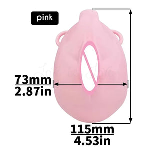 Realistic Nude Vagina Male Chastity Cage with 4 Rings, Pink Jewelled Silver Metal Plug and Belt For Him - Chastity Devices Buy Sex Toys in Singapore LoveisLove U4Ria