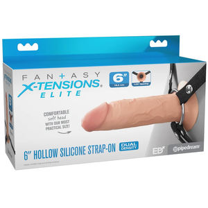 Fantasy X-Tensions Elite Hollow Silicone Strap-On 6 Inch or 7 Inch or 8 Light or Brown Hollow Strap-Ons Buy Sex Toys in Singapore LoveisLove U4Ria