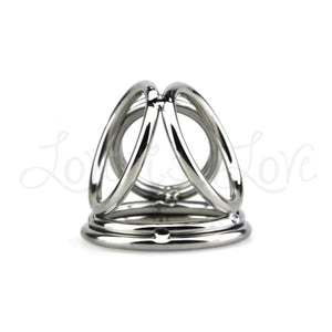 Chrome Plated Stainless Steel Cock Cage and Ball 4 Rings