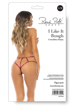 Rene Rofe I Like It Rough Crotchless Panty S/M Black or Burgundy  For Her - Women's Sexy Wear Buy Sex Toys in Singapore LoveisLove U4Ria