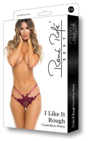 Rene Rofe I Like It Rough Crotchless Panty S/M Black or Burgundy  For Her - Women's Sexy Wear Buy Sex Toys in Singapore LoveisLove U4Ria