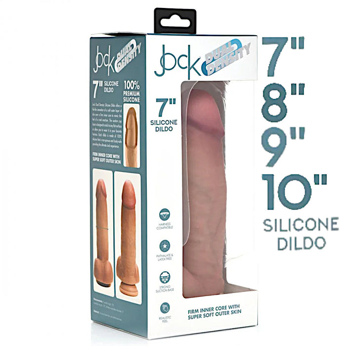 Curve Toys Jock Realistic Dual Density Silicone Dildo with Balls & Suction Cup 7 inch or 8 inch or 9 inch or 10 Inch Light