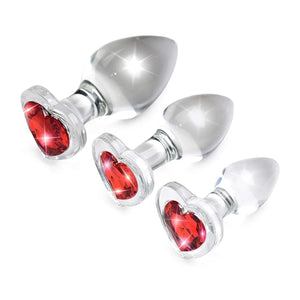 Adam & Eve Red Heart Gem Glass Plug - Set Available