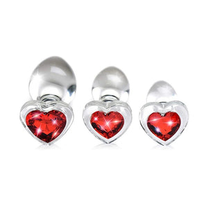 Adam & Eve Red Heart Gem Glass Plug - Set Available