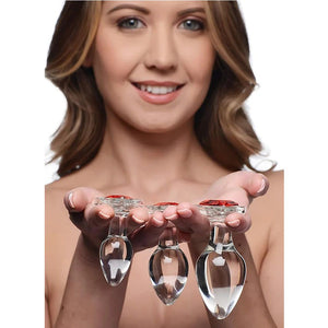 Adam & Eve Red Heart Gem Glass Plug - Set Available