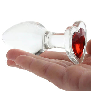 Adam & Eve Red Heart Gem Glass Plug - Set Available