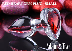 Adam & Eve Red Heart Gem Glass Plug - Set Available