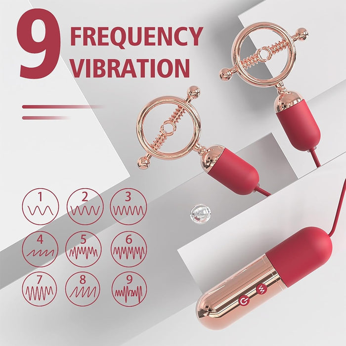 Adjustable Nipple Vibrator Clamps with Wired-Control