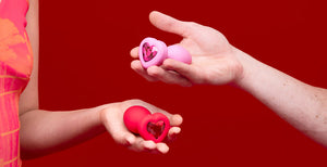 B-vibe Vibrating Heart Anal Plug with Heart-Shaped Jewel Base Pink S/M Or Red M/L  Buy in Singapore LoveisLove U4Ria 