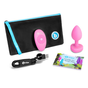 B-vibe Vibrating Heart Anal Plug with Heart-Shaped Jewel Base Pink S/M Or Red M/L  Buy in Singapore LoveisLove U4Ria 