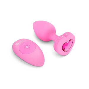 B-vibe Vibrating Heart Anal Plug with Heart-Shaped Jewel Base Pink S/M Or Red M/L  Buy in Singapore LoveisLove U4Ria 