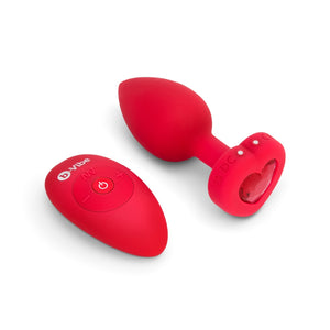 B-vibe Vibrating Heart Anal Plug with Heart-Shaped Jewel Base Pink S/M Or Red M/L  Buy in Singapore LoveisLove U4Ria 