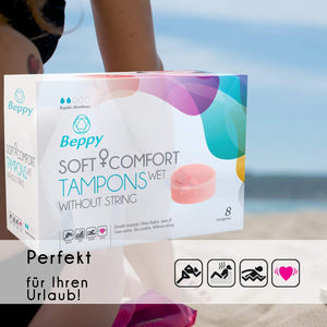 Beppy Soft and Comfort Tampons Wet Without String 8 Pack