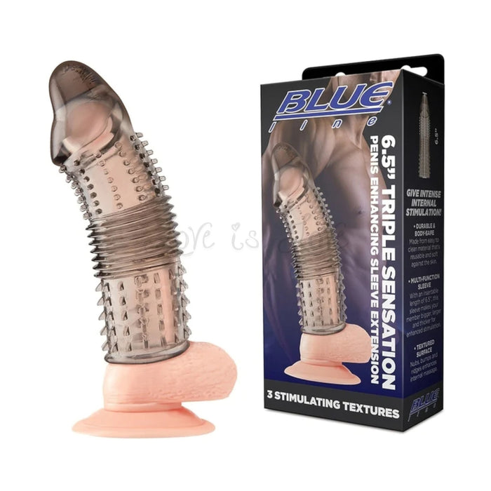 Blue Line Penis Enhancing Sleeve Extension 6.5 Inch Triple Sensation