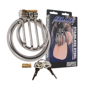 Blue Line Stainless Steel Inverted Micro Jail Time Chastity Cage heavy duty silver male restraint. Buy Sex Toys in Singapore LoveisLove U4Ria