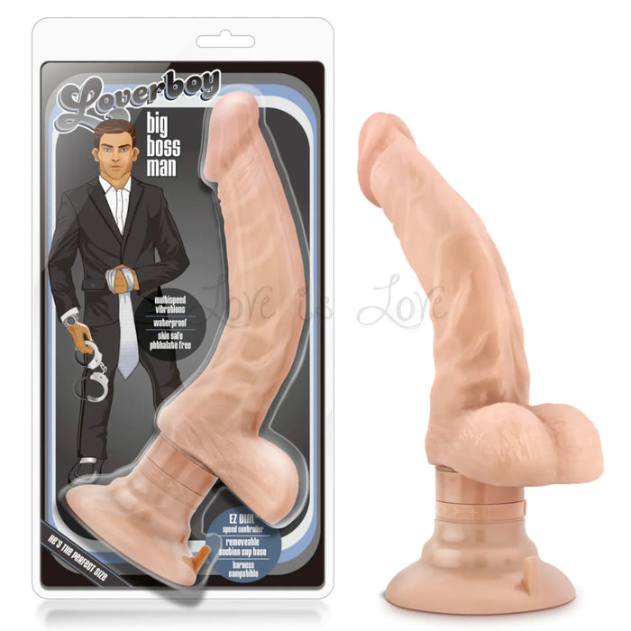 Blush Loverboy The Boss Man Realistic Curved G-Spot Beige 10.25-Inch Long Vibrating Dildo