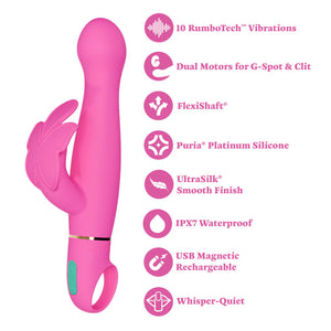 Blush Novelties Aria Naughty AF Rechargeable Silicone Rabbit Vibrator Vibrators - Rabbit Vibrators Buy Sex Toys in Singapore LoveisLove U4Ria