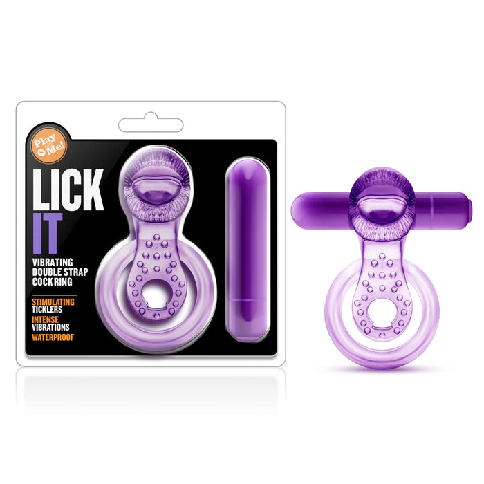 Blush Play With Me Lick It Vibrating Double Strap Cock Ring Purple
