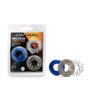 Blush Stay Hard Triple Stretch 3 Pack Cock Rings Cock Rings - Cock Ring Sets Buy Sex Toys in Singapore LoveisLove U4Ria