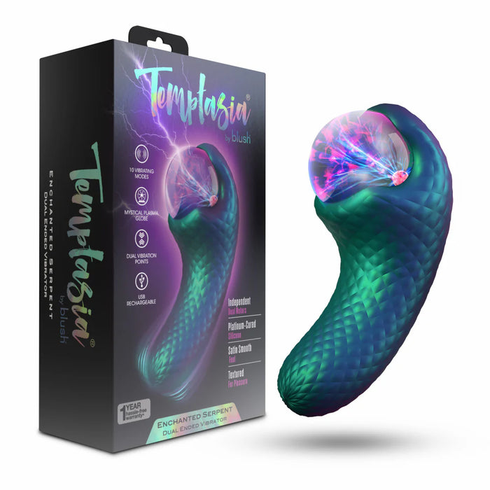 Blush Temptasia Enchanted Serpent Dual Ended Vibrator With Plasma Globe