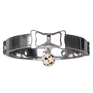 Bound Grace Stainless Steel Silver Bowtie Collar with Lead and Bell Bondage - Collars & Leash Buy Sex Toys in Singapore LoveisLove U4Ria