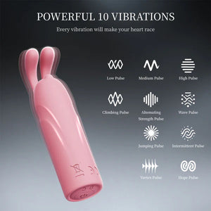 Bunny Ears Lipstick Bullet Vibrator Pink Main Product View highlighting the dual ear tips and cosmetic lipstick design.