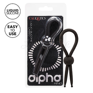 CalExotics Alpha Liquid Silicone Lasso Cock Ring Black