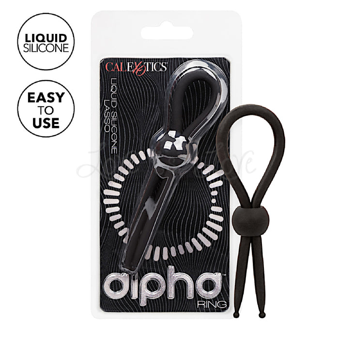 CalExotics Alpha Liquid Silicone Lasso Cock Ring Black