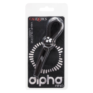 CalExotics Alpha Liquid Silicone Lasso Cock Ring Black