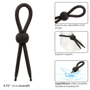 CalExotics Alpha Liquid Silicone Lasso Cock Ring Black