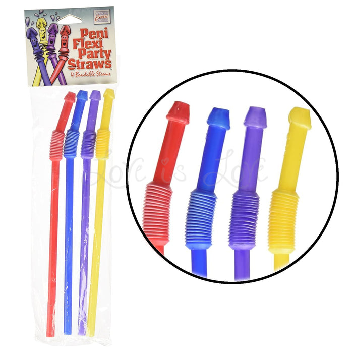 CalExotics Peni Flexi Party Straws, 4 Bendable Straws
