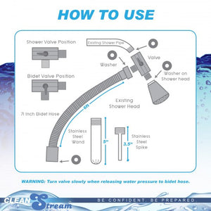 CleanStream Metal Shower Enema With Two Nozzles And Valve System Set