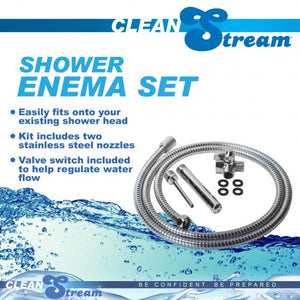 CleanStream Metal Shower Enema With Two Nozzles And Valve System Set