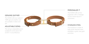Crave ICON Cuff Stainless Steel & Leather Bracelets Black/Rose Gold or Tan/Gold Buy in Singapore LoveisLove U4Ria