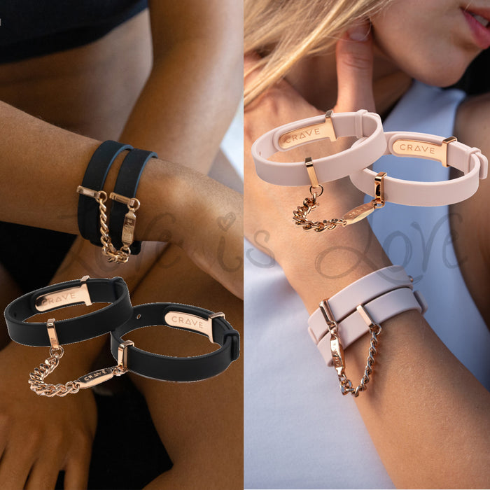 Crave ID Cuffs Stainless Steel & Silicone Bracelets Black/Rose Gold or Pink/Rose Gold