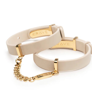 Crave ID Cuffs Stainless Steel & Silicone Bracelets Beige/Gold