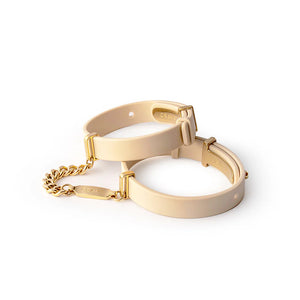 Crave ID Cuffs Stainless Steel & Silicone Bracelets Beige/Gold
