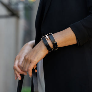 Crave ICON Cuff Stainless Steel & Leather Bracelets Black/Rose Gold or Tan/Gold Buy in Singapore LoveisLove U4Ria