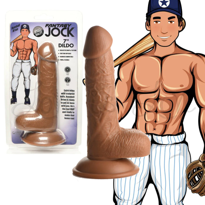Curve Toys Jock Fantasy Baseball Brian 7" Dildo with Balls Medium